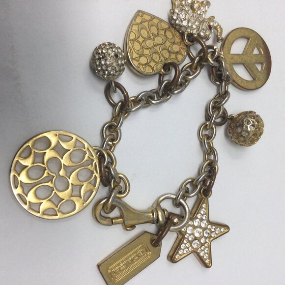 Coach Charm Bracelet Vintage Chunky Logo Heart - Picture 4 of 5